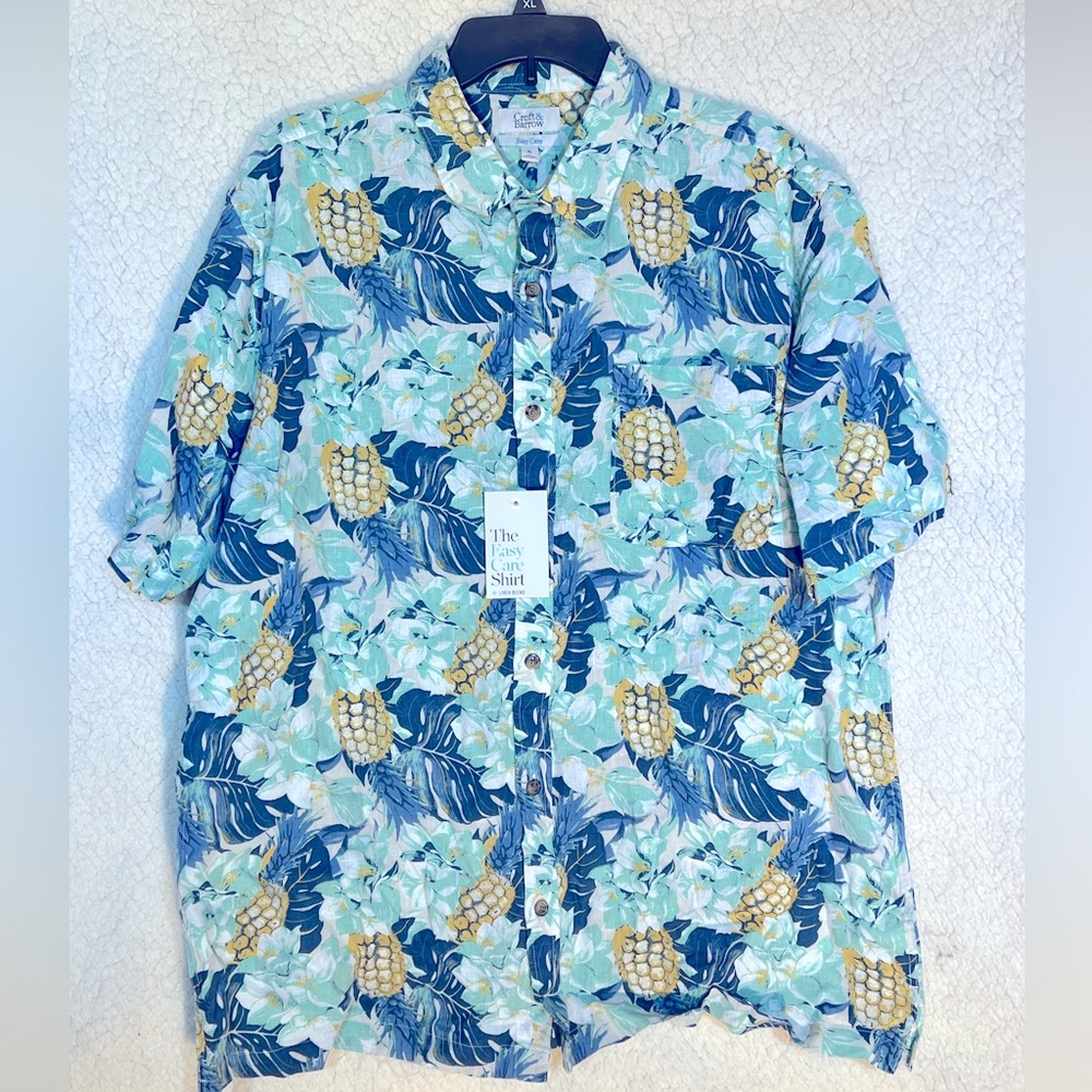NWT Croft & Barrow Men’s XL Hawaiian Button Down Short Sleeve Shirt